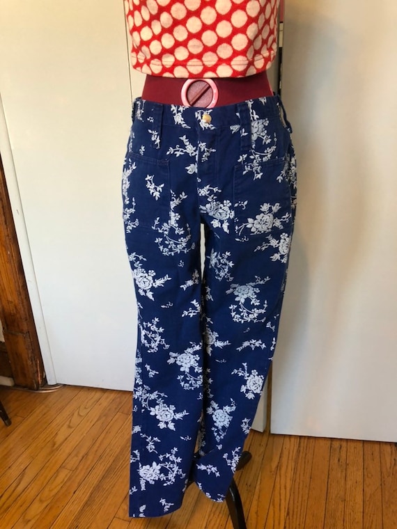 1960s Floral Printed Wrangler Hip Hugging Jeans Be