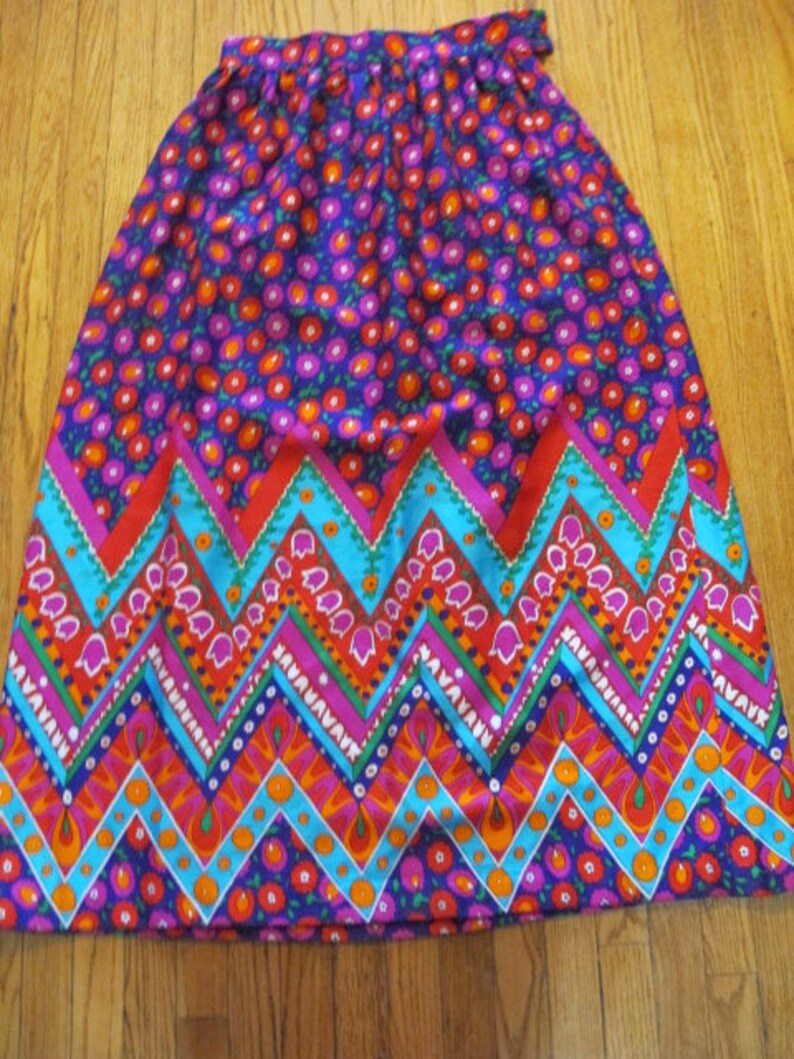 1960s Psychedelic Alex Colman Maxi Skirt sz M