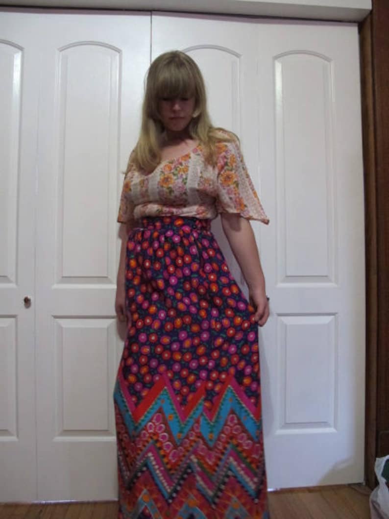 1960s Psychedelic Alex Colman Maxi Skirt sz M