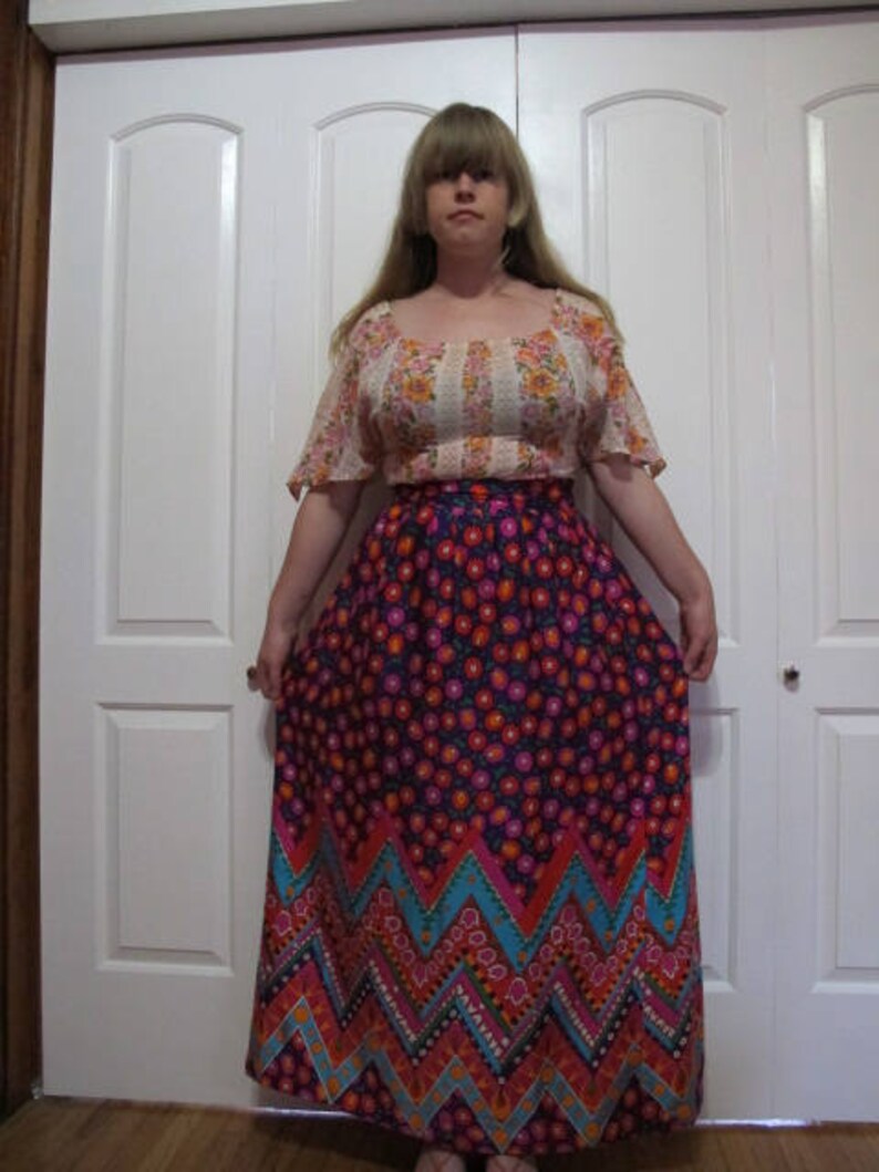 1960s Psychedelic Alex Colman Maxi Skirt sz M