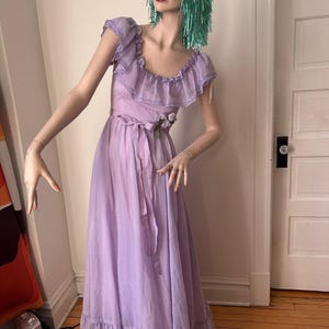 1970s 70s vintage lavender peasant dress maxi Gunne sax bridesmaid prom xxs xs