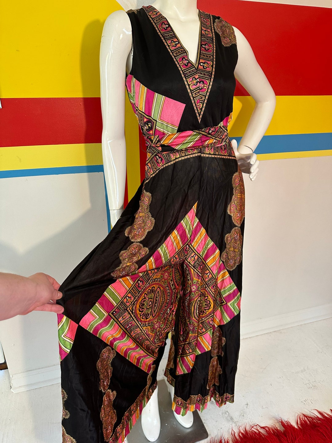 60's / 70's Vintage Colourful Psychedelic Palazzo Jumpsuit