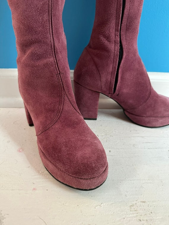 1970s 70s vintage dusty rose pink platform boots … - image 2