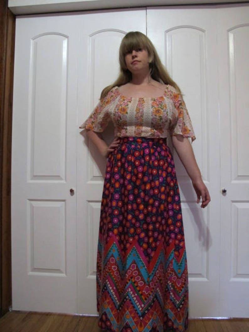 1960s Psychedelic Alex Colman Maxi Skirt sz M