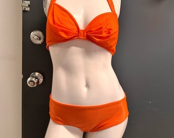 1970s vintage orange bikini by Gottex sz m 2 piece halter top