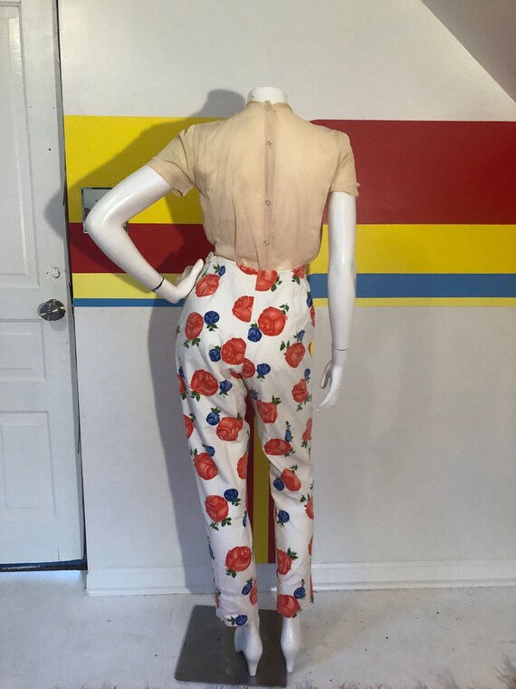 1950s Pucci of Capri Velvet trousers rose print E… - image 7