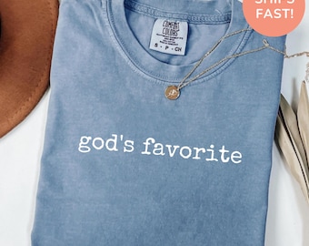 Camiseta favorita de Dios, camiseta cristiana divertida, regalo con cita de fe ingeniosa para mujeres, hombres o amigos de la iglesia, camisetas cristianas Comfort Colors