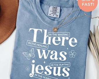 Camiseta Comfort Colors "All Was Jesus", camiseta retro cristiana con mariposas, camiseta de primavera con temática religiosa, regalo religioso para mujeres, camiseta con versículo bíblico.