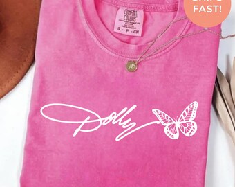 Dolly Butterfly Shirt, Comfort Colors® Country Music Inspired Tee, Western Butterfly Graphic T-Shirt, Southern Country Girl Comfort Colors