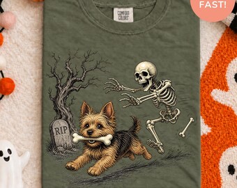 Comfort Colors Halloween Yorkie Dog Shirt, Halloween Dog Shirt, Funny Yorkie Shirt, Funny Halloween Shirt, Funny Skeleton Tee, Spooky Tee