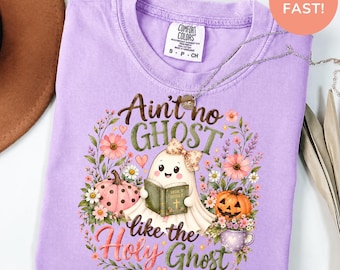 Camiseta Comfort Colors® "No hay fantasma como el Espíritu Santo", camiseta cristiana de Halloween, regalo divertido de otoño con temática religiosa.