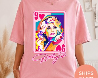 Camiseta Comfort Colors® Rip Dolly Parton, Camiseta Dolly Parton Reina de la Música Country, Ilustración de la Naipe Dolly Parton Reina del Country