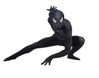 Black Web Warrior Costume: Hero Bodysuit with Removable Mask