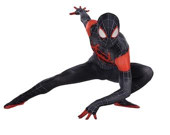 Black Miles Spider Costume: Full Bodysuit with Removable Mask