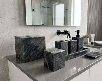 Juego de baño de mármol natural de 7 piezas