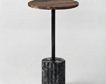 Modern Black Marble Side Table, Bedside Table