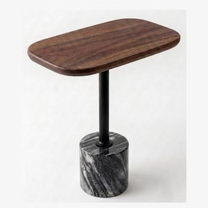 Modern Marble Wood Side Table, Small Drink Table