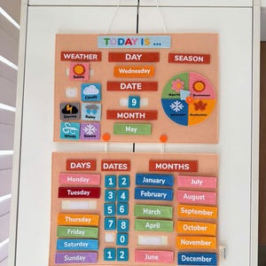 Felt Weather Chart, Daily Calendar, Montessori Circle Time Board, Preschool Kindergarten Classroom, Felt calendar