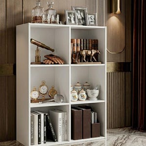 6 Cube Storage Organizer, Modern Open Bookshelf with Removable Back Panels