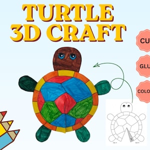 Lavoretto con le tartarughe / Attività creativa / Motricità fine per bambini in età prescolare / Progetto artistico stampabile per bambini