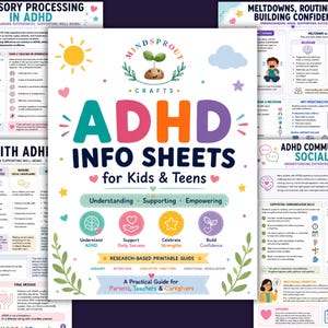ADHD Printable Info Sheets, Research-Based Guides for Kids and Teens