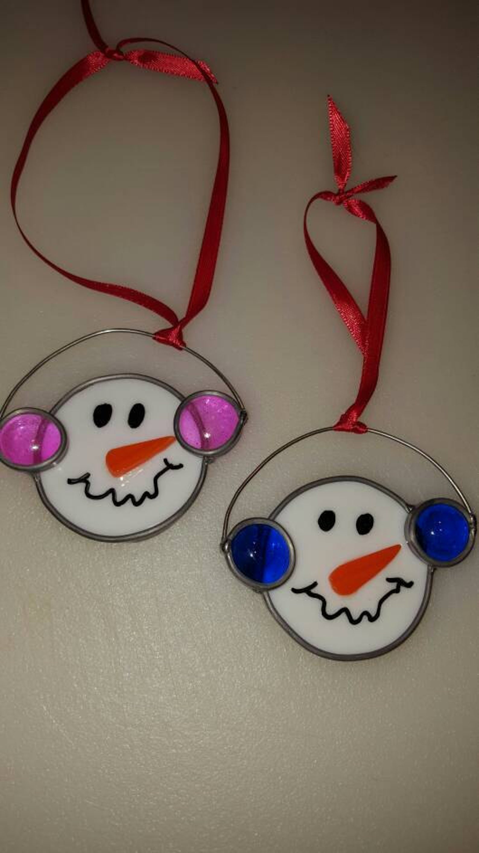 Stained Glass Snowman Face Ornament - Etsy