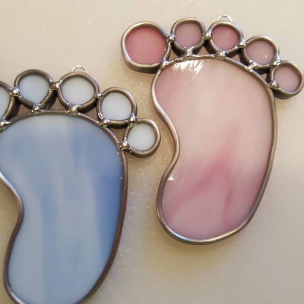 Stained glass baby foot print