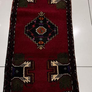 Alfombra turca de lana tejida a mano, alfombra tribal geométrica vintage, decoración bohemia para el hogar teñida con tintes vegetales.