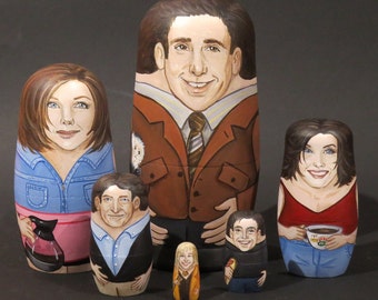 Juego de muñecas rusas de 6 piezas, personalizadas, pintadas a mano y con temática de Friends / Hecho a pedido