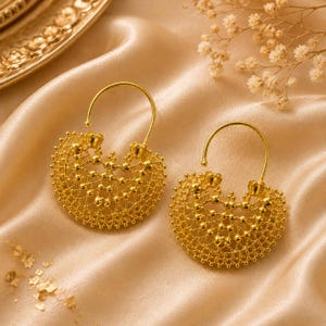 Gold Filigree Heart Dangle Earrings, Romantic Bridal Jewelry, Lightweight Statement Accessory