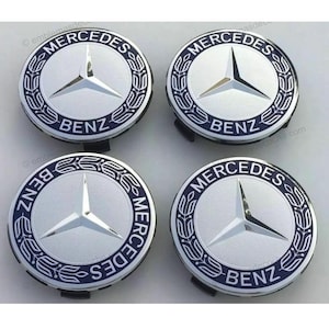 Classic blue wheel center caps for Mercedes Benz 75mm