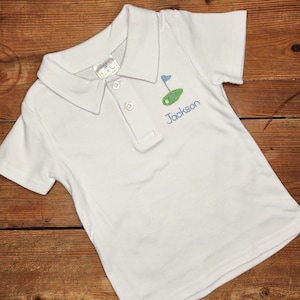 Boys Monogrammed Short or Long Sleeve Polo, Personalized Toddler Golf Shirt, Customized Boys Collared Shirt, Golf Cart Shirt, Golf  Polo