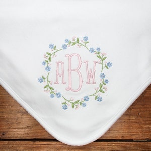 Monogrammed Baby Blanket, Personalized Swaddling Blanket, Perfect Baby Shower Gift, Picot Edge Cotton Knit Baby Blanket, Newborn Blanket