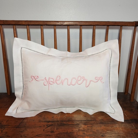 Monogrammed Hemstitch Baby Pillow 8x8