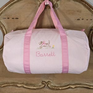 Monogrammed Seersucker Duffle, Personalized Seersucker Duffel, Custom Seersucker Bag, Monogrammed Baby Gift, Personalized Toddler Travel Bag