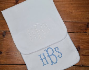 Monogrammed Picot Trim Burp Cloth, Customizable with name, monogram, design or a combo!