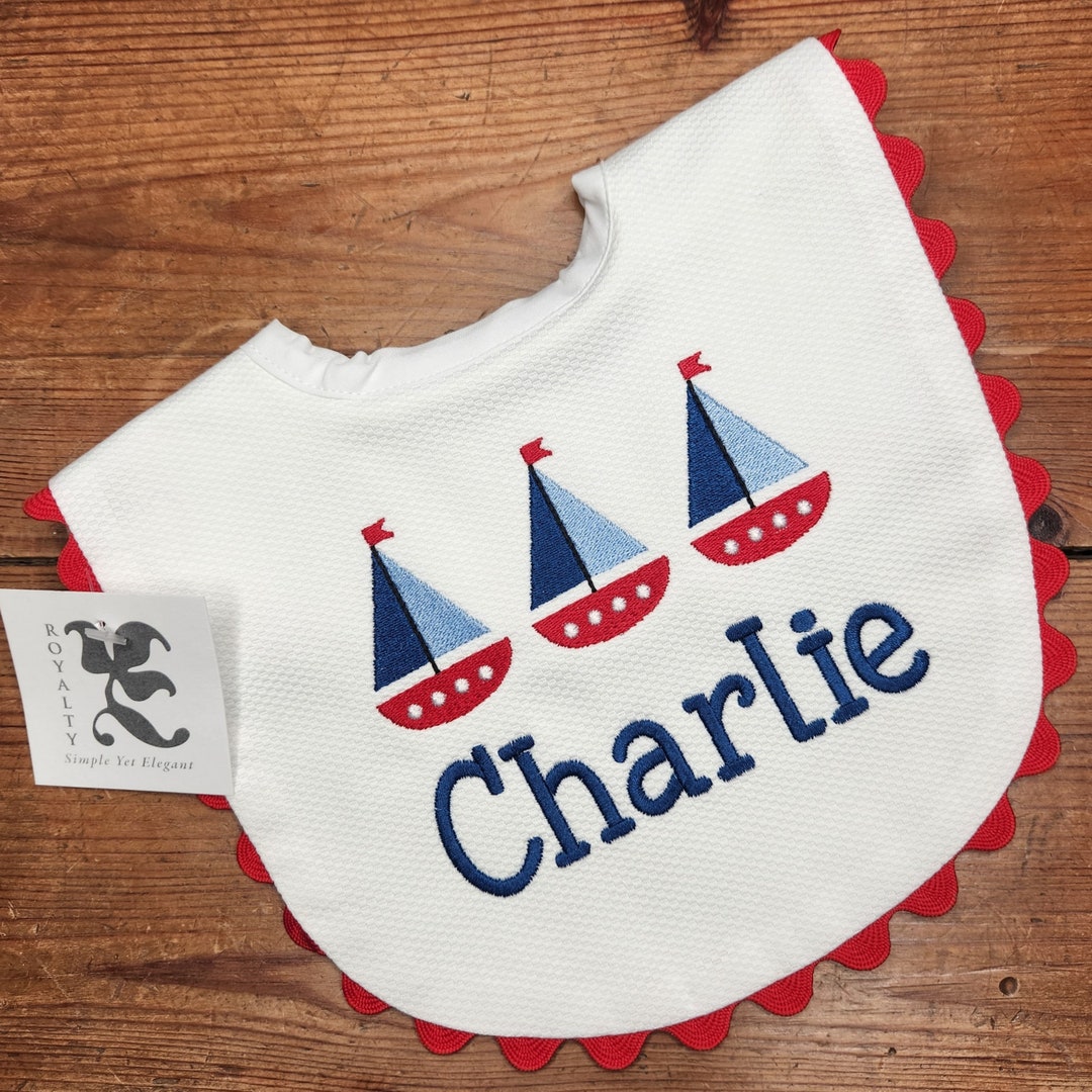 Premium Waterproof Baby Bib Adorable Sailboat Design Easy Clean High Quality Material