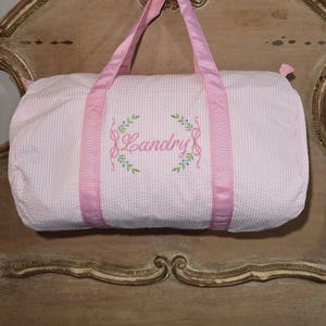 Monogrammed Seersucker Duffle, Personalized Toddler Travel Bag