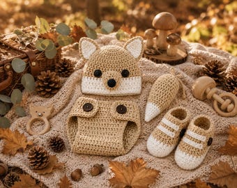 Disfraz de zorrito bebé a crochet (PDF) para fotos de recién nacidos