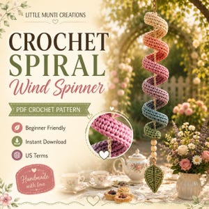 Schema PDF per girandola a spirale, decorazione da giardino sospesa per principianti, download immediato.