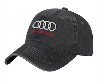 Audi Quattro Custom Printed Logo Cotton Hat Unisex Washed Denim Baseball Cap