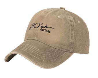 BC Rich Guitars Custom Printed Logo Cotton Hat Unisex Washed Denim Baseball Cap