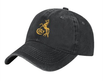 Colt Defense Guns Firearms Custom Printed Logo Cotton Hat Unisex Washed Denim Baseball Cap