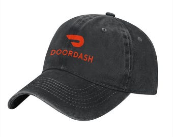 Doordash Food Delivery Driver Custom Printed Logo Cotton Hat Unisex Washed Denim Baseball Cap