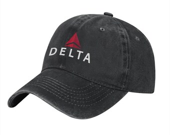 Delta Air Lines Sky Team Printed Logo Cotton Hat Unisex Washed Denim Baseball Cap