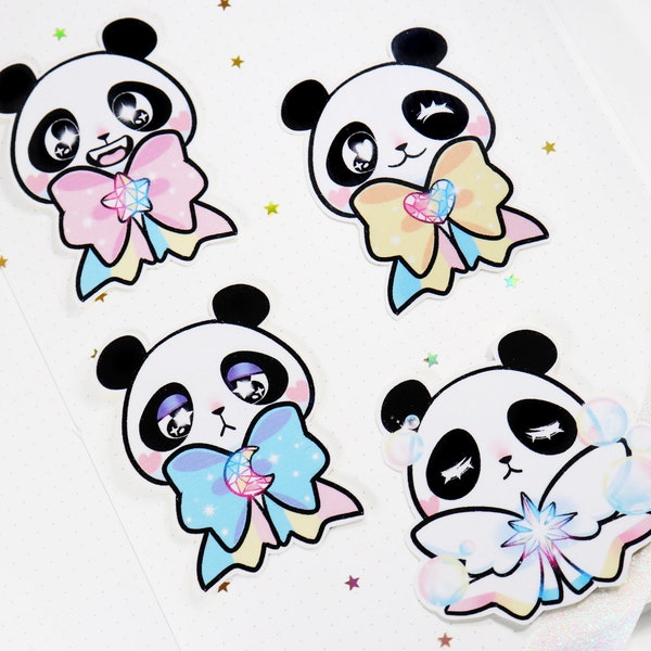 Original Design: Kawaii,Pastel,Magical Girl, Mahou Shoujo - Crystal Panda Sailor Senshi - Handcut Sticker [ GLOSSY FINISH ]