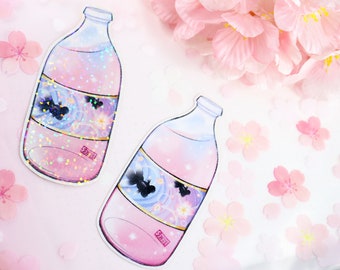 Diseño original: Kawaii, comida japonesa, bebida en colores pastel, pez dorado elegante, -Sakura Pop- pegatina cortada a mano [ELIGE TU ACABADO]