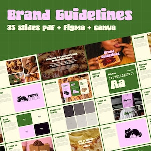 Modèle de charte graphique pour boulangerie | Kit de branding café modifiable (Figma/Canva) (Téléchargement numérique)