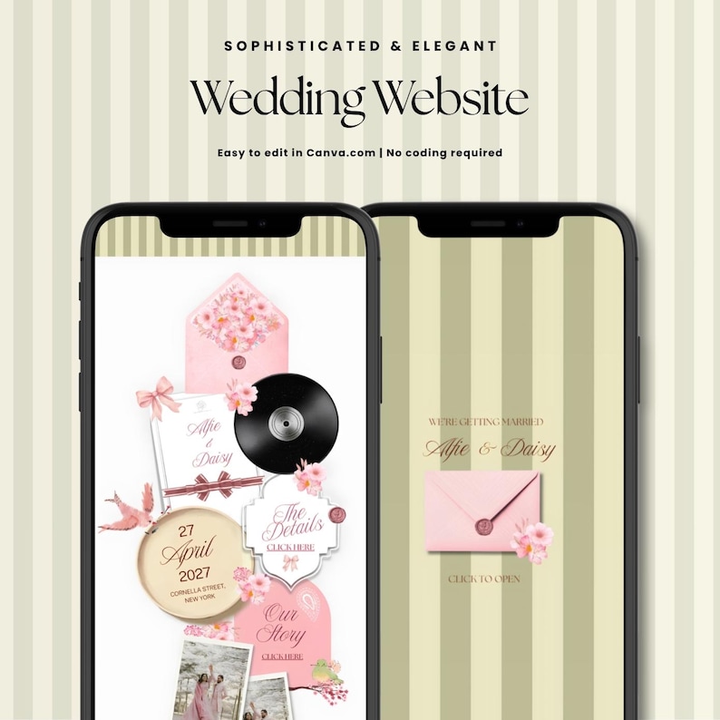 Elegant Canva Wedding Website Template, Minimalist RSVP, Romantic Save ...
