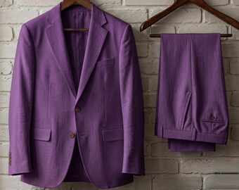 Abito da uomo a due pezzi color lavanda, completo moderno e sartoriale per matrimoni e feste.